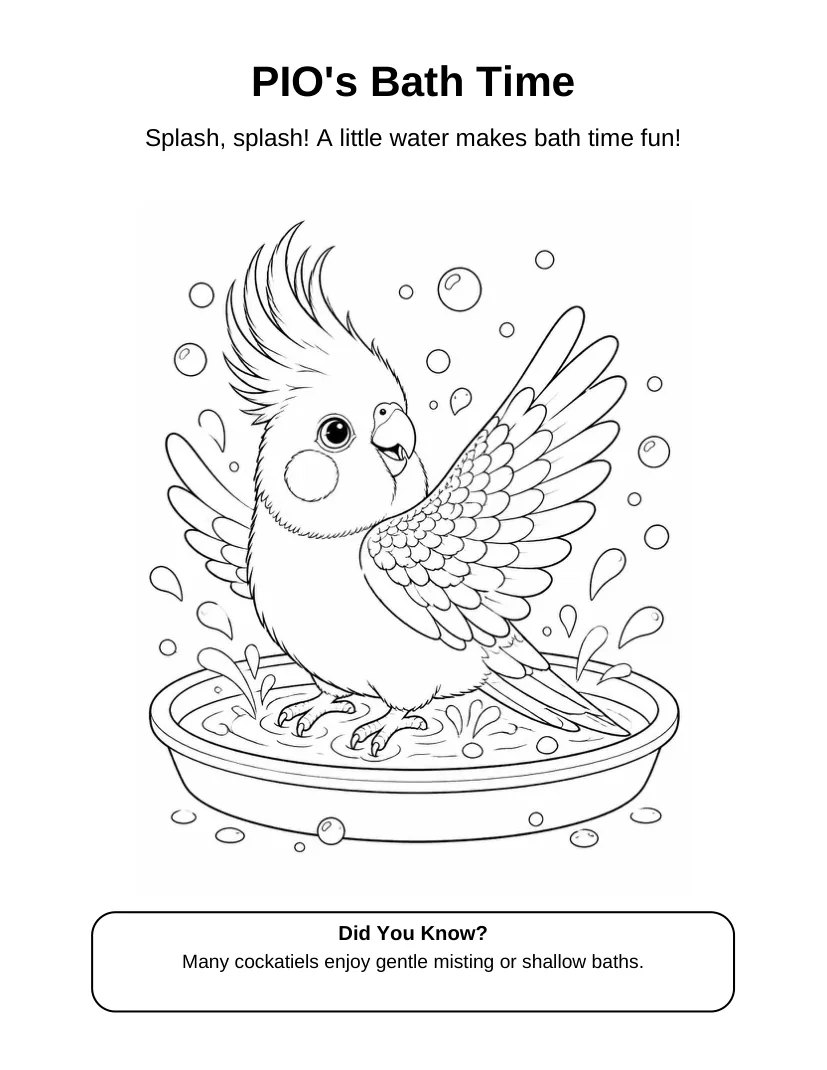 Preview of PIO's Bath Time coloring page